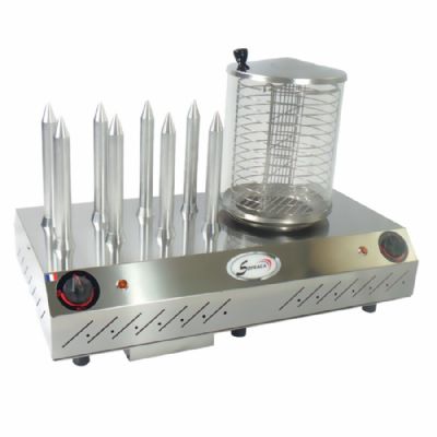 Chauffe saucisses avec conteneur à couvercle inox 8 plots - 120 pièces/h Chauffe saucisses avec conteneur à couvercle inox 8 plots - 120 pièces/h