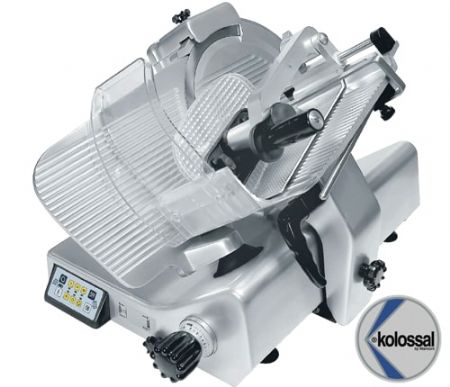 Trancheur inclinés à pignon en alu semi-automatique pour jambon - lame 330mm Trancheur inclinés à pignon en alu semi-automatique pour jambon - lame 330mm