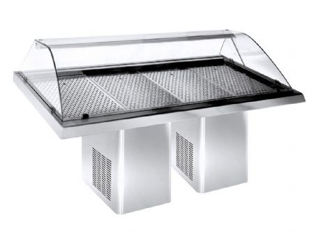 Vitrine réfrigérée poissons sur socles largeur 2300mm Vitrine réfrigérée poissons sur socles largeur 2300mm