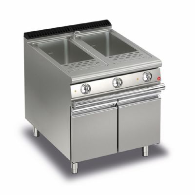 Cuiseur à pâtes monobloc gaz - 2 x 26 L avec 4 paniers inox Cuiseur à pâtes monobloc gaz - 2 x 26 L avec 4 paniers inox