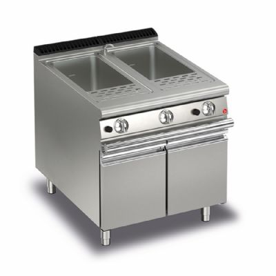 Cuiseur à pâtes monobloc gaz sur piétement avec 2 cuves 2x26 L puissance 26 kW Cuiseur à pâtes monobloc gaz sur piétement avec 2 cuves 2x26 L puissance 26 kW