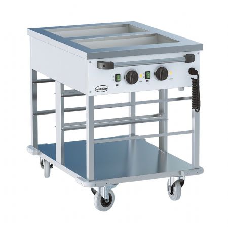 Chariot bain-marie inox professionnel 2x 1/1GN avec étagère inferieure Chariot bain-marie inox professionnel 2x 1/1GN avec étagère inferieure