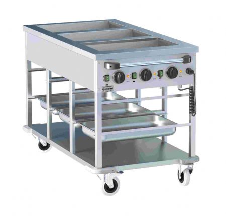 Chariot bain-marie inox professionnel avec étagère inferieure 3x gn1/1 Chariot bain-marie inox professionnel avec étagère inferieure 3x gn1/1