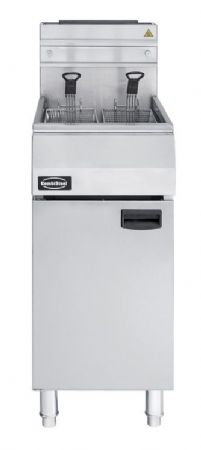 Friteuse professionnelle gaz bouteille ( gaz propane) 1 cuve 21l sur armoire fermée Friteuse professionnelle gaz bouteille ( gaz propane) 1 cuve 21l sur armoire fermée