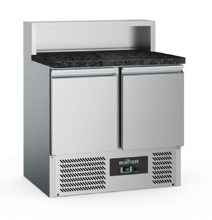 Table de préparation réfrigérée pizza 2 portes 5x 1/6GN Table de préparation réfrigérée pizza 2 portes 5x 1/6GN