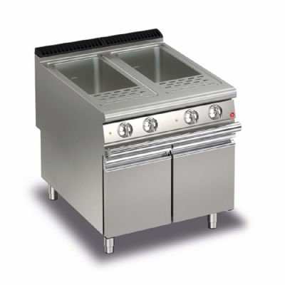 Cuiseur à pâtes électrique sur table inox avec 2 cuves 42 L et 3 paniers Cuiseur à pâtes électrique sur table inox avec 2 cuves 42 L et 3 paniers