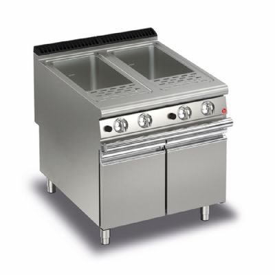 Cuiseur de pâtes gaz sur table inox avec 2 cuves 42 L et 3 paniers inox Cuiseur de pâtes gaz sur table inox avec 2 cuves 42 L et 3 paniers inox
