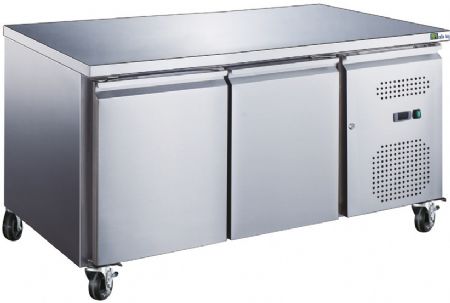 Table réfrigérée positive 2 portes sur roulettes - 600 x 400mm avec Plan de travail inox Table réfrigérée positive 2 portes sur roulettes - 600 x 400mm avec Plan de travail inox