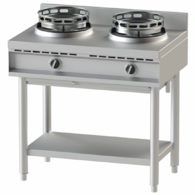Poste de cuisson wok gaz avec tablette 2 brûleurs - puissance 26 kW Poste de cuisson wok gaz avec tablette 2 brûleurs - puissance 26 kW