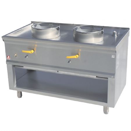 Fourneau wok gaz 2 feux - 1200x630x780 mm Fourneau wok gaz 2 feux - 1200x630x780 mm