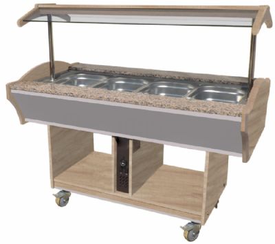Buffet central chauffant bain marie +30/ +90°c cuve 4 gn 1/1-150 porte-assiettes granit Buffet central chauffant bain marie +30/ +90°c cuve 4 gn 1/1-150 porte-assiettes granit