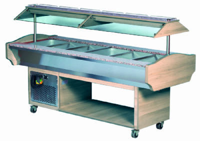 Buffet central réfrigéré 0/+10°c cuve 6 gn 1/1-150 avec porte-assiettes granit Buffet central réfrigéré 0/+10°c cuve 6 gn 1/1-150 avec porte-assiettes granit