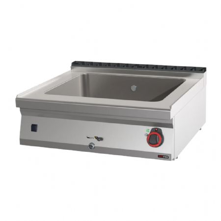 Bain-marie électrique sans soubassement 1 bac GN 2/1 vidange avec fusible de sécurité Bain-marie électrique sans soubassement 1 bac GN 2/1 vidange avec fusible de sécurité