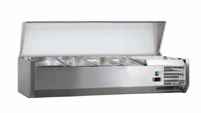 Saladette à poser à couvercle inox +2/+8°c capot inox 3 gn1/3 et 1 gn1/2-150 non compris Saladette à poser à couvercle inox +2/+8°c capot inox 3 gn1/3 et 1 gn1/2-150 non compris