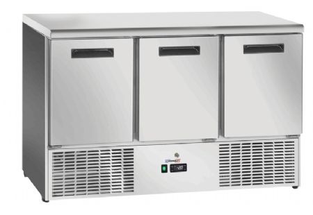 Desserte réfrigérée -20/-10°C avec 3 étagères réglables GN 1/1 et 3 portes Desserte réfrigérée -20/-10°C avec 3 étagères réglables GN 1/1 et 3 portes