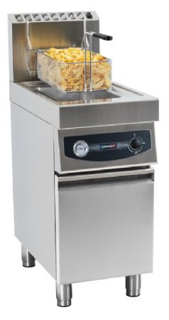 Friteuse gaz inox avec soubassement à 1 porte - 17 litres Friteuse gaz inox avec soubassement à 1 porte - 17 litres