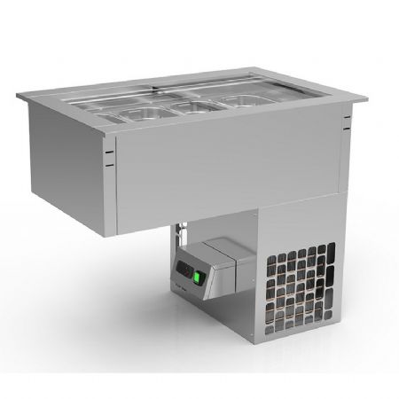 Buffet à glaces à encastrer avec groupe intégré - 3 bacs a glaces de 360x165x180mm Buffet à glaces à encastrer avec groupe intégré - 3 bacs a glaces de 360x165x180mm