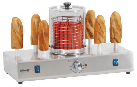 Machine à hot dog avec 6 plots chauffants - 680x300x405 mm Machine à hot dog avec 6 plots chauffants - 680x300x405 mm