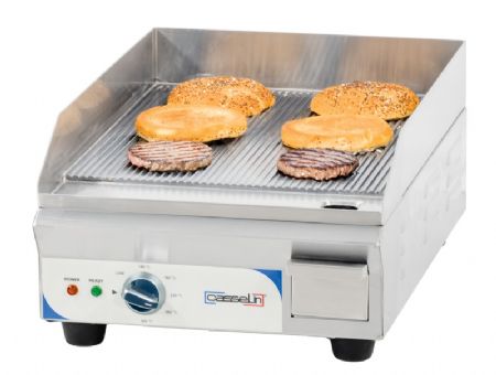 Plaque à snacker électrique compacte rainurée en acier massif - 355x400 mm Plaque à snacker électrique compacte rainurée en acier massif - 355x400 mm