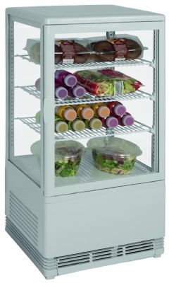 Vitrine de comptoir panoramique blanche 0/+12°c avec éclairage - 78 litres Vitrine de comptoir panoramique blanche 0/+12°c avec éclairage - 78 litres