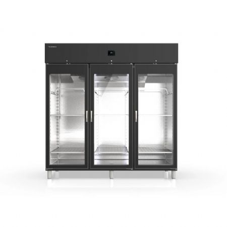 Armoire de maturation vitreée noire 3 portes 3 barres a viandes -2 / +8°C - 2200L Armoire de maturation vitreée noire 3 portes 3 barres a viandes -2 / +8°C - 2200L