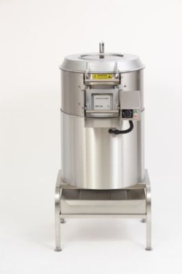 Éplucheuse inox triphasé avec tour à revêtement abrasif et cuve 25 kg - 400kg/h Éplucheuse inox triphasé avec tour à revêtement abrasif et cuve 25 kg - 400kg/h