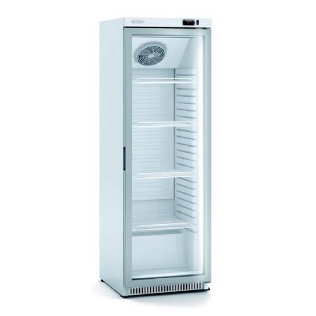 Armoire d'exposition réfrigérée vitrée blanche 1 porte battante +0 / +7°C - 348L Armoire d'exposition réfrigérée vitrée blanche 1 porte battante +0 / +7°C - 348L