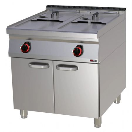 Friteuse triphasée avec meuble bas deux bacs 17+17 L Friteuse triphasée avec meuble bas deux bacs 17+17 L