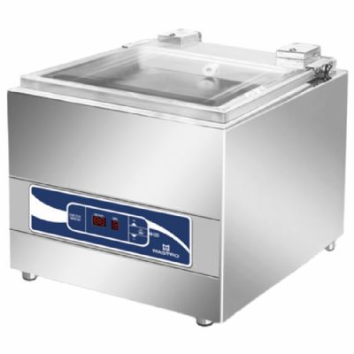 Machine sous vide à cloche inox de comptoir avec soudure 250 mm et 8 m³/h Machine sous vide à cloche inox de comptoir avec soudure 250 mm et 8 m³/h