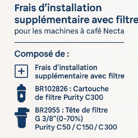 Frais d'installation supplémentaire avec filtre pour machine Necta Frais d'installation supplémentaire avec filtre pour machine Necta