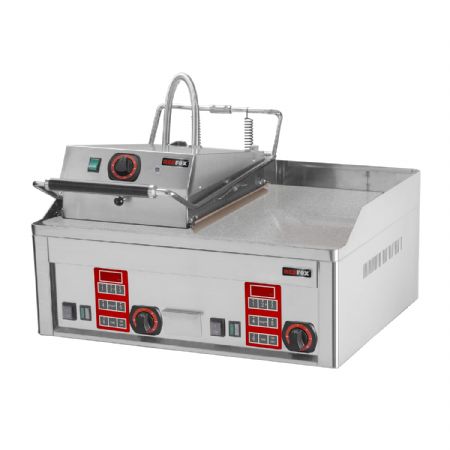 Clam grill électrique double plaque + plaque supérieure - 660x660x400 Clam grill électrique double plaque + plaque supérieure - 660x660x400