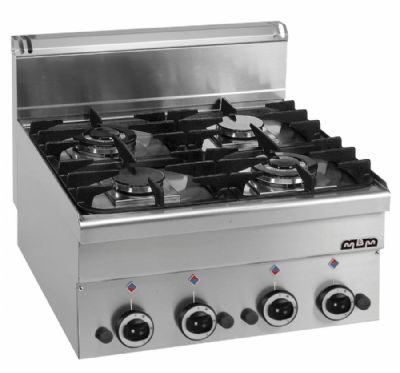Cuisinière gaz à feux vifs 4 bruleurs à poser - profondeur 600mm Cuisinière gaz à feux vifs 4 bruleurs à poser - profondeur 600mm