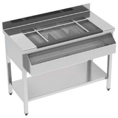 Station bar à cocktails neutre avec bac à glace et range-bouteilles 1200x610 mm Station bar à cocktails neutre avec bac à glace et range-bouteilles 1200x610 mm