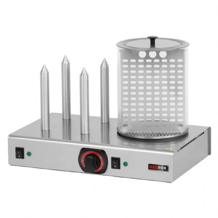Chauffe-saucisses 4 plots avec tube en verre alimentation monophasée - 1,1 kW Chauffe-saucisses 4 plots avec tube en verre alimentation monophasée - 1,1 kW