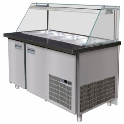 Table de préparation froide 2 portes vitrées - avec 4x GN 1/1 et température 0/+10°C Table de préparation froide 2 portes vitrées - avec 4x GN 1/1 et température 0/+10°C