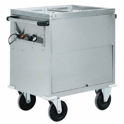 Chariot bain-marie avec armoire chauffante inox 2 zones de chauffe avec 2x GN 1/1 h 200 mm Chariot bain-marie avec armoire chauffante inox 2 zones de chauffe avec 2x GN 1/1 h 200 mm