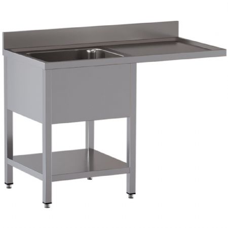 Plonge inox 1 cuve avec zone d’égouttage à droite et emplacement pour lave-vaisselle 1400x700x850 Plonge inox 1 cuve avec zone d’égouttage à droite et emplacement pour lave-vaisselle 1400x700x850