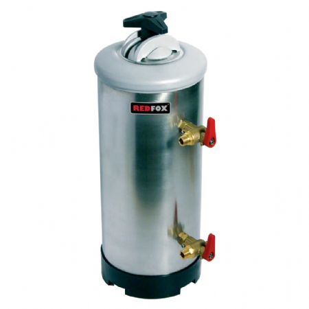 Adoucisseur d'eau à commande manuelle en acier inoxydable avec double robinet capacité 20 L Adoucisseur d'eau à commande manuelle en acier inoxydable avec double robinet capacité 20 L