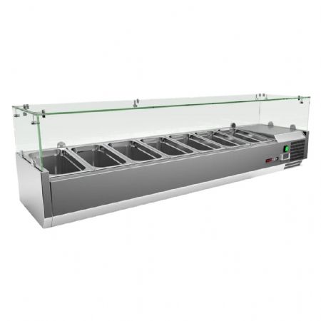 Vitrine réfrigérée de comptoir en acier inoxydable pour bacs 7x GN 1/3 Vitrine réfrigérée de comptoir en acier inoxydable pour bacs 7x GN 1/3