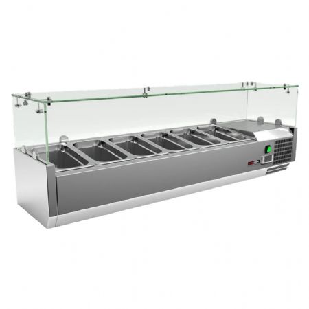 Vitrine réfrigérée de comptoir en verre à installer contenant 5 récipients GN 1/4 Vitrine réfrigérée de comptoir en verre à installer contenant 5 récipients GN 1/4