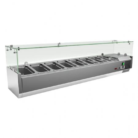 Vitrine réfrigérée de comptoir en verre pour 7x GN 1/4 Vitrine réfrigérée de comptoir en verre pour 7x GN 1/4