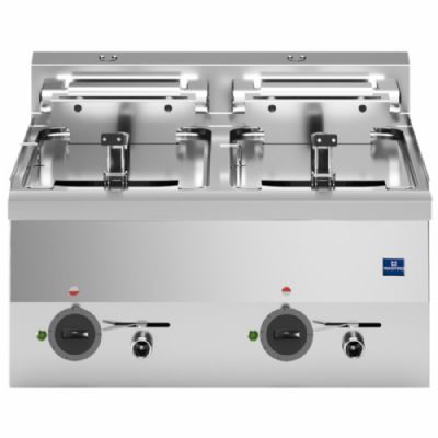 Friteuse triphasée à poser avec 2 cuves 10+10 L - puissance 18 kW Friteuse triphasée à poser avec 2 cuves 10+10 L - puissance 18 kW