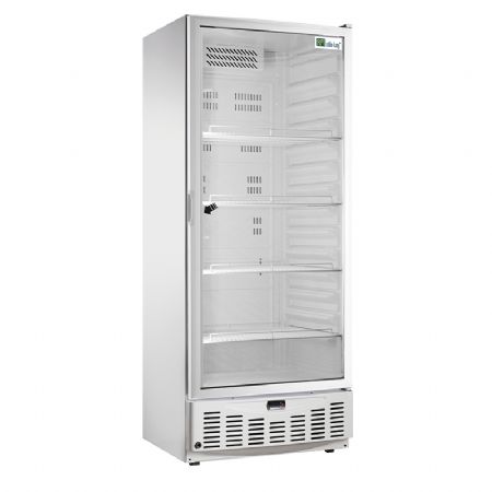 Réfrigérateur vertical inox 1 porte vitrée GN 2/1 plage de température +1/+8°C volume 455 L Réfrigérateur vertical inox 1 porte vitrée GN 2/1 plage de température +1/+8°C volume 455 L