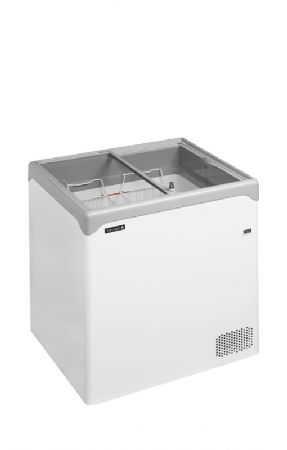 Congélateur coffre avec panneaux supérieurs vitrés coulissants plage de température -24/-14°C et volume utile 186/138 L Congélateur coffre avec panneaux supérieurs vitrés coulissants plage de température -24/-14°C et volume utile 186/138 L