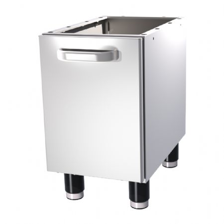 Soubassement inox à structure close doté de 1 porte battante Soubassement inox à structure close doté de 1 porte battante