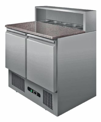 Meuble à pizza 2 portes gn 1/1 avec saladette 5 bacs au dessus - 240L Meuble à pizza 2 portes gn 1/1 avec saladette 5 bacs au dessus - 240L
