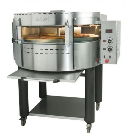 Four à pizza électrique rotatif professionnel avec support inox 7 pizzas de 30 cm Four à pizza électrique rotatif professionnel avec support inox 7 pizzas de 30 cm