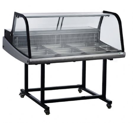 Armoire réfrigérée à poser vitrage bombé sur chariot 1250x890x1080 inox Armoire réfrigérée à poser vitrage bombé sur chariot 1250x890x1080 inox