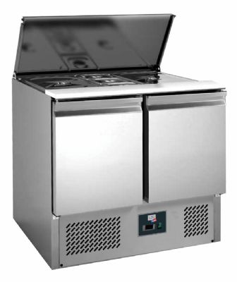 Saladette réfrigérée inox avec capot avec 2 portes +2/+8°c Saladette réfrigérée inox avec capot avec 2 portes +2/+8°c