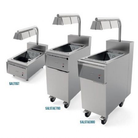 Poste de salage avec lampe chauffante pour friteuse ST - 410x800x1400mm Poste de salage avec lampe chauffante pour friteuse ST - 410x800x1400mm